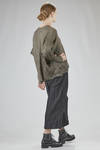 long and wide 'sculpture' jacket in tight crinkled polyester, treated and pressed - SHU MORIYAMA 