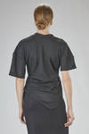 slim-fit, hip-length, asymmetrical top in wool jersey - DAWEI 