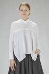 wide hip-length shirt, in cotton and polyurethane poplin - DAWEI 