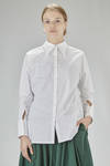 wide hip-length shirt, in cotton and polyurethane poplin - DAWEI 