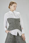 slim-fit bustier top in viscose, polyester, wool, acrylic, and elastane chevron - DAWEI 