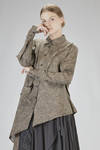 long and asymmetric shirt in hand-dyed cotton jacquard gauze - WEN PAN 