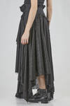 long, wide, and asymmetric skirt in embroidered cotton gauze, cotton, linen and polyester gauze, and washed ramie and polyester satin - WEN PAN 