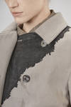 long and wide men’s shaped trench coat in lightweight wool and contrast color interior in cotton lace - WEN PAN 