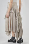long, wide, and asymmetric skirt in panels of cotton gauze, virgin wool and cupro gauze - WEN PAN 