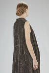 long, wide, and asymmetric dress in washed and creased cotton velvet with thin vertical stripes, lined with printed silk and elastane - ZIGGY CHEN 