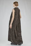 long, wide, and asymmetric dress in washed and creased cotton velvet with thin vertical stripes, lined with printed silk and elastane - ZIGGY CHEN 