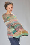 long and wide t-shirt in multicolor linen and cotton - DANIELA GREGIS 