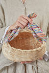 cestino di giunco e twill di seta a righe multicolor - DANIELA GREGIS 