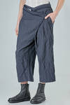 short and wide trousers in hemp, cotton and metal pinstripe - MARC LE BIHAN 