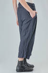 pantalone corto e ampio in gessato di canapa, cotone e metallo - MARC LE BIHAN 
