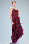 long and asymetric evening dress in silk and cotton voile and tulle - MARC LE BIHAN 