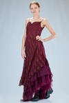 long and asymetric evening dress in silk and cotton voile and tulle - MARC LE BIHAN 