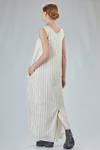 long and wide dress in washed cotton and cupro canva with vertical stripes - MARC LE BIHAN 
