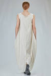 long and wide dress in washed cotton and cupro canva with vertical stripes - MARC LE BIHAN 