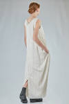 long and wide dress in washed cotton and cupro canva with vertical stripes - MARC LE BIHAN 