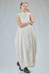 long and wide dress in washed cotton and cupro canva with vertical stripes - MARC LE BIHAN 