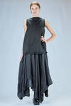 sleeveless top in washed cotton and cupro canva with small stripes - MARC LE BIHAN 