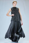 sleeveless top in washed cotton and cupro canva with small stripes - MARC LE BIHAN 