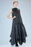 sleeveless top in washed cotton and cupro canva with small stripes - MARC LE BIHAN 