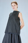 sleeveless top in washed cotton and cupro canva with small stripes - MARC LE BIHAN 