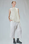 sleeveless top in washed cotton and cupro canva with small stripes - MARC LE BIHAN 