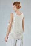 sleeveless top in washed cotton and cupro canva with small stripes - MARC LE BIHAN 