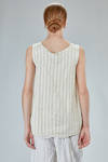 sleeveless top in washed cotton and cupro canva with small stripes - MARC LE BIHAN 