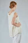 sleeveless top in washed cotton and cupro canva with small stripes - MARC LE BIHAN 