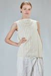 sleeveless top in washed cotton and cupro canva with small stripes - MARC LE BIHAN 