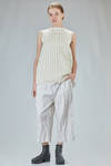 sleeveless top in washed cotton and cupro canva with small stripes - MARC LE BIHAN 