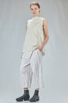 sleeveless top in washed cotton and cupro canva with small stripes - MARC LE BIHAN 