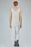 sleeveless top in washed cotton and cupro canva with small stripes - MARC LE BIHAN 