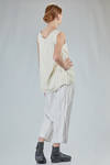 sleeveless top in washed cotton and cupro canva with small stripes - MARC LE BIHAN 