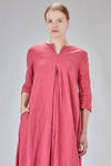 long, wide and flared dress in washed linen flamed canva - RICORRROBE 