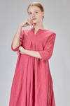 long, wide and flared dress in washed linen flamed canva - RICORRROBE 