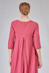 long, wide and flared dress in washed linen flamed canva - RICORRROBE 