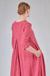 long, wide and flared dress in washed linen flamed canva - RICORRROBE 