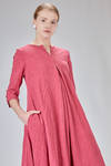 long, wide and flared dress in washed linen flamed canva - RICORRROBE 