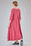 long, wide and flared dress in washed linen flamed canva - RICORRROBE 