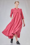 long, wide and flared dress in washed linen flamed canva - RICORRROBE 
