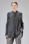 long and wide shirt in linen gauze with 'dropped' check - RICORRROBE 