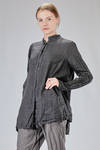 long and wide shirt in linen gauze with 'dropped' check - RICORRROBE 
