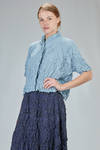 short and wide shirt in soft web polyester froissé - SHU MORIYAMA 
