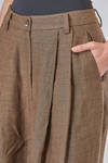 long and wide trousers in overtinted heavy linen chevron - ZIGGY CHEN 