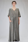 abito lungo, ampio e asimmetrico in twill stretch tinto a freddo di seta ed elastan - ZIGGY CHEN 