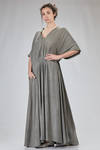 abito lungo, ampio e asimmetrico in twill stretch tinto a freddo di seta ed elastan - ZIGGY CHEN 