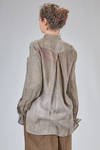 camicia lunga e dritta in tela fiammata di cotone, rayon e viscosa sovra-tinta - ZIGGY CHEN 