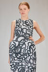 'sculpture' dress, longuette, in polyester plissé with tattoo print - MELITTA BAUMEISTER 