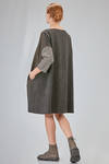 knee-lenght tunic, wide and flared, in cotton, wool and polyamide patchwork, small part in cotton - ALBUM DI FAMIGLIA 